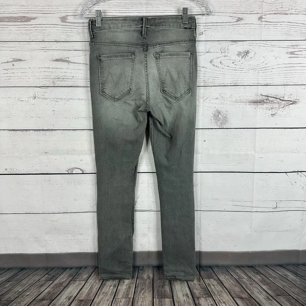 Mother Jeans Womens‎ 26 Gray Pixie Skinny Ankle Stretch High Rise Exposed Button